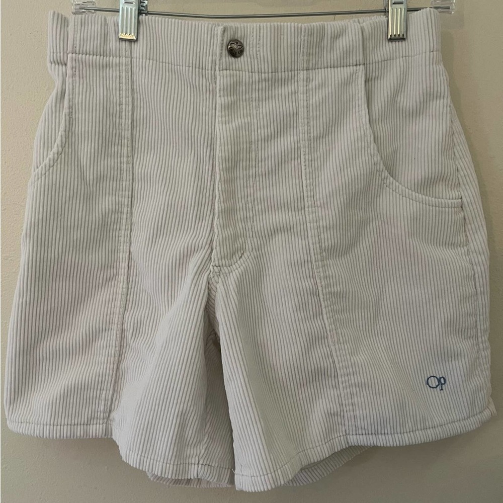 Vintage 80s Ocean Pacific OP White Corduroy Surf Board Shorts Sz 34 USA Made